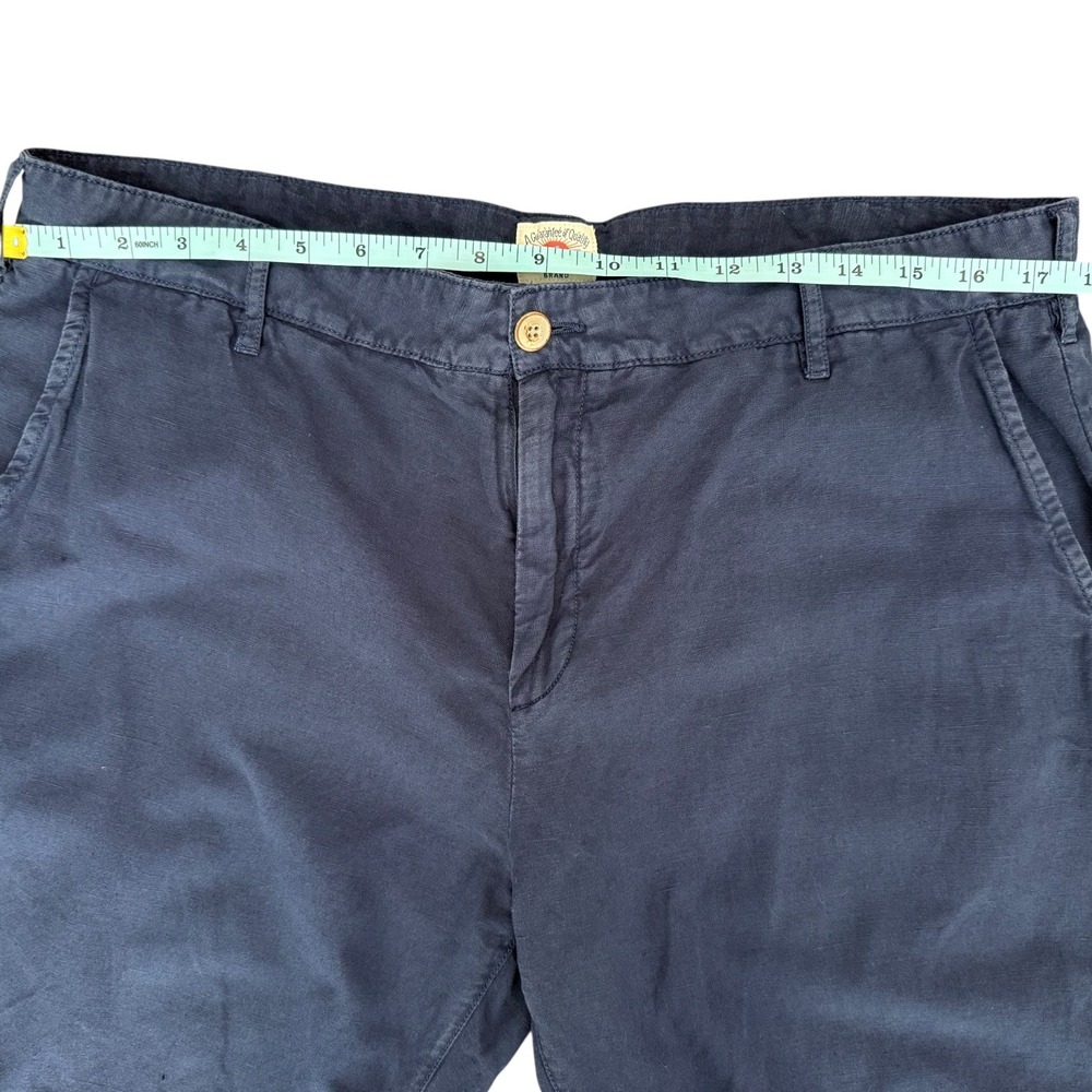 Faherty Men's Shorts Blue Linen Chino Flat Front Size 35 Coastal Nautical Beach - Picture 7 of 9